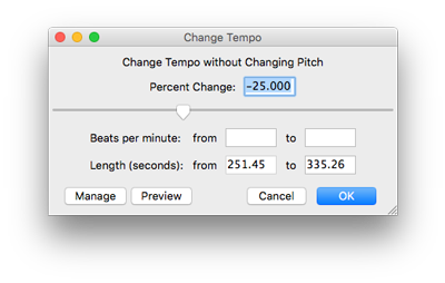 Change the tempo